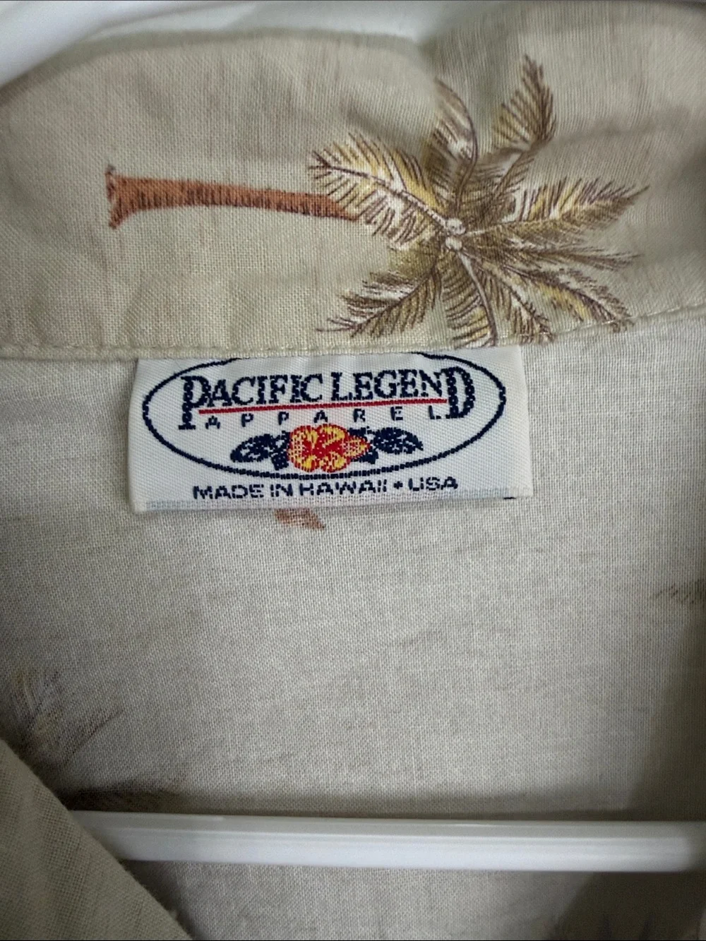 Pendleton Beige Palm-Print Short Sleeve Camp Shirt